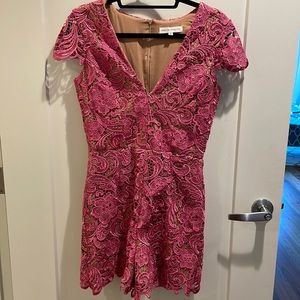 Dress The Population Juliette Scallop Romper Pink